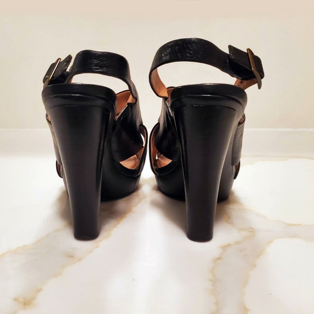 B. MAKOWSKY Nicole Leather Gladiator Strappy Heels Sandals Black Sz 8 EUC - Picture 6 of 8